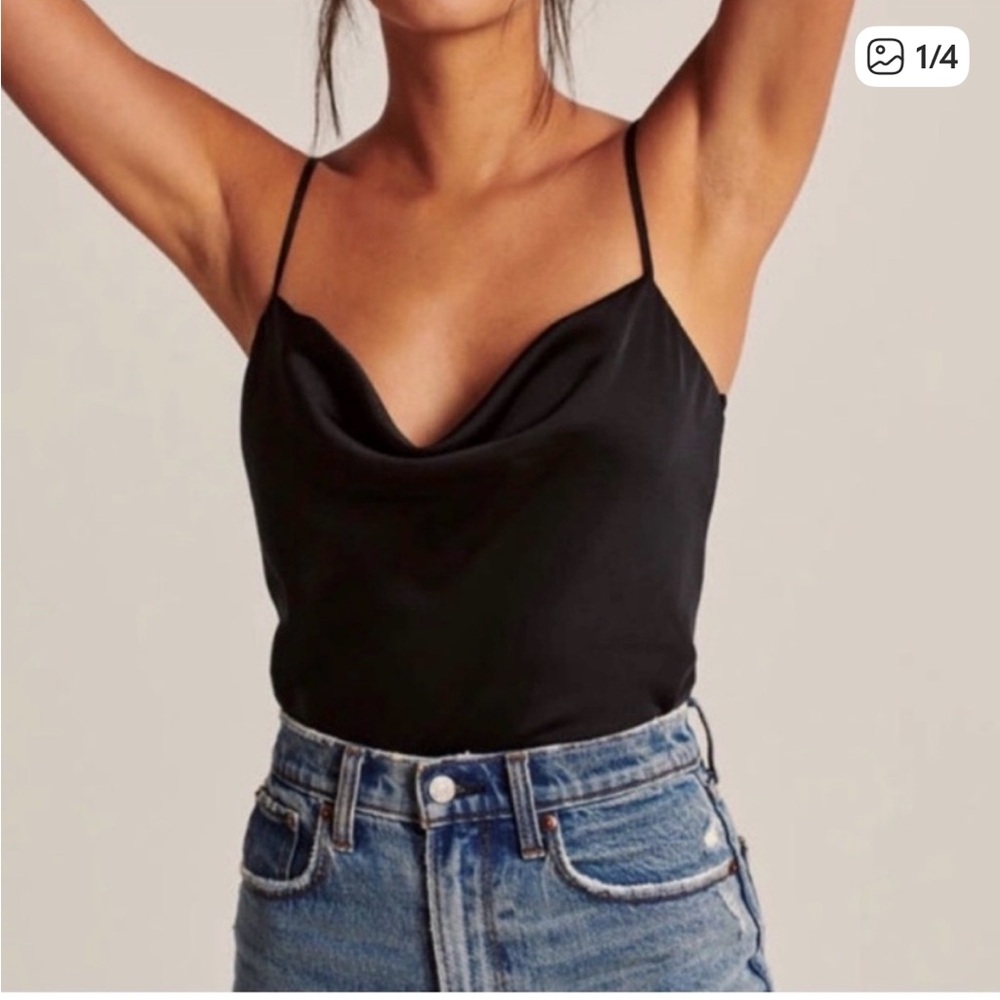 Abercrombie & Fitch Black Satin Cowl Neck Camisole